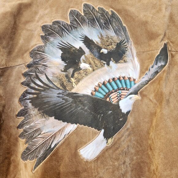 NWT Bradford Exchange Brown Leather Suede American Indian Inspired Coat Jacket M - Picture 3 of 9